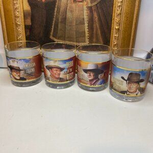 4 John Wayne The Duke Glasses Set Bradford Exchange Western Film Collects